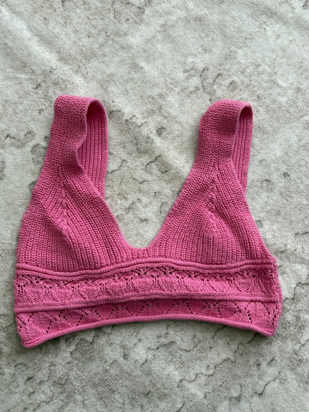 Zara Pink Knit Bralette With Lace-Style Band